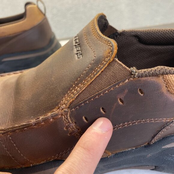 Skechers Shoes Relaxed Fit Seveno Mens Sz 11.5 Brown Leather‎ Slip On 66146 - Picture 8 of 16